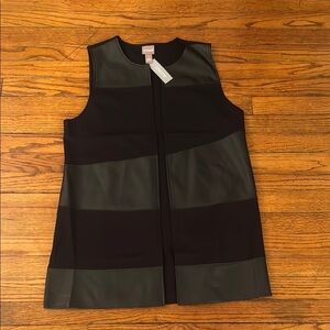 Chico's Faux Leather Mix Long Vest